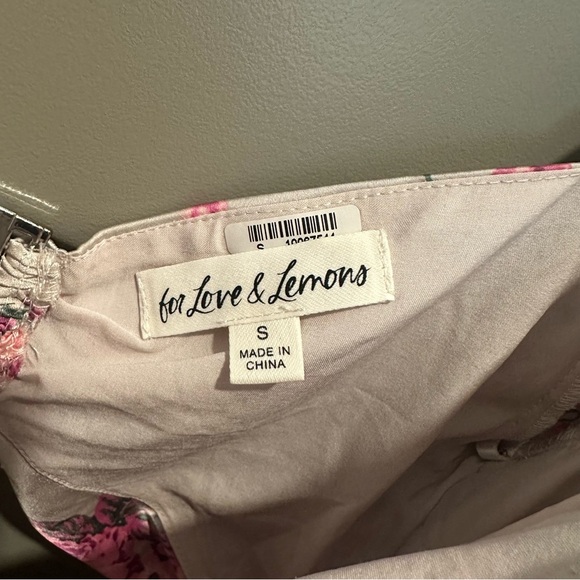 For Love & Lemons Palais Floral Crop Top Size Small Pink Long Sleeve - Picture 9 of 9